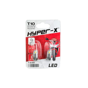 ΛΑΜΠΑ 12V 5W  T10 ΑΚΑΛΥΚΗ ΛΕΥΚΗ  LED ΣΕΤ HYPER-X