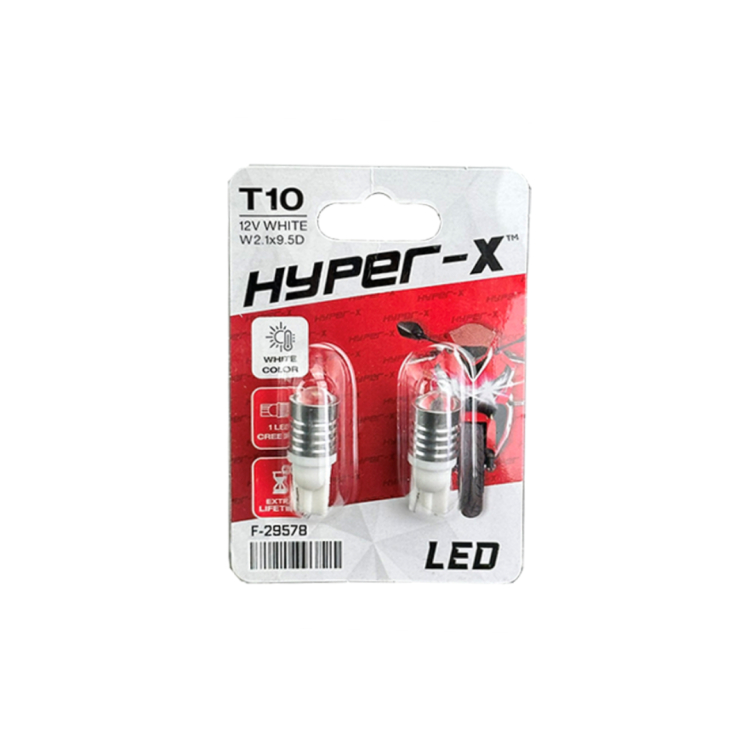 ΛΑΜΠΑ 12V 5W  T10 ΑΚΑΛΥΚΗ ΛΕΥΚΗ CREE LED ΣΕΤ HYPER-X